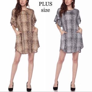 🐍 Snakeskin Print Plus Size Tunic Dress W/Pocket